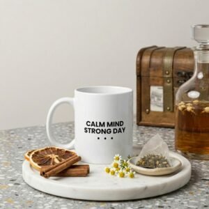 calm mind strong day mug
